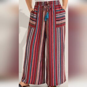 Bloomchic Striped Multicolor Wide-Leg Pants